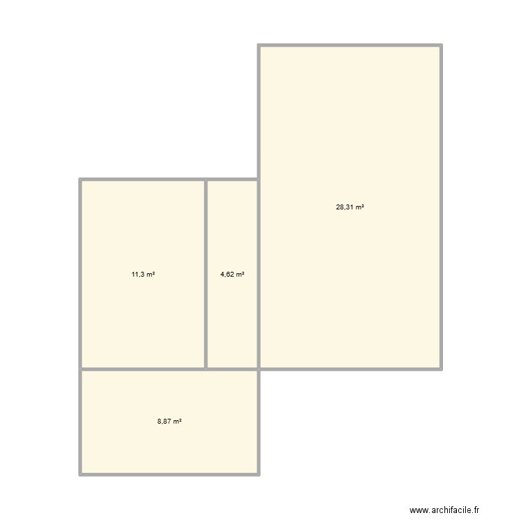 bureaux des arriérés. Plan de 4 pièces et 53 m2