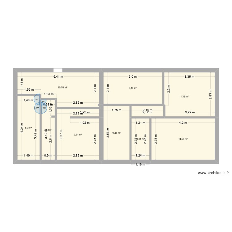 appart. Plan de 11 pièces et 144 m2