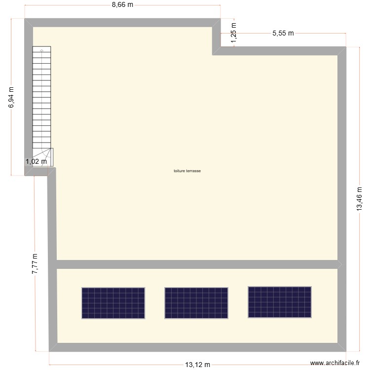 bat administratif + logement toiture. Plan de 1 pièce et 170 m2