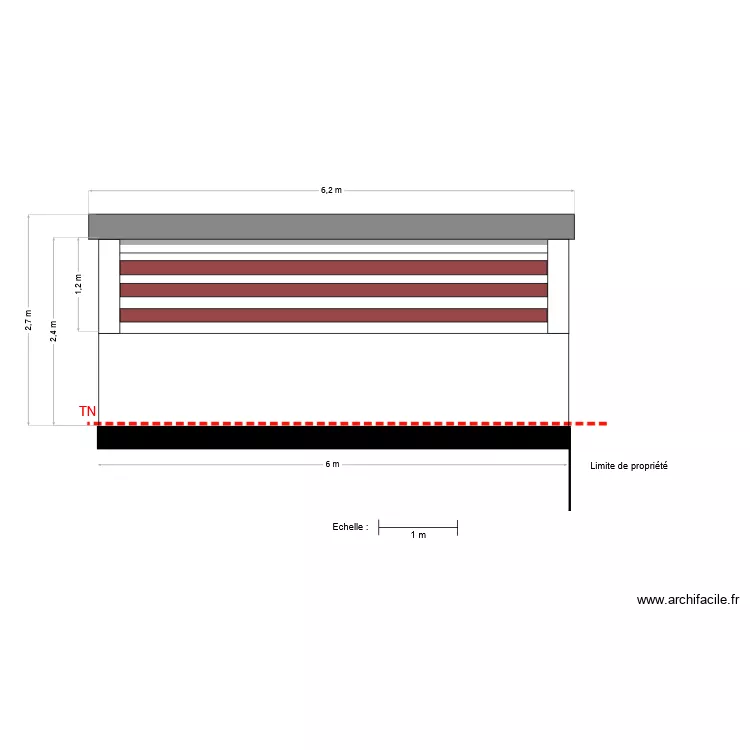 Plan en coupe FACADE NORD OUEST. Plan de 