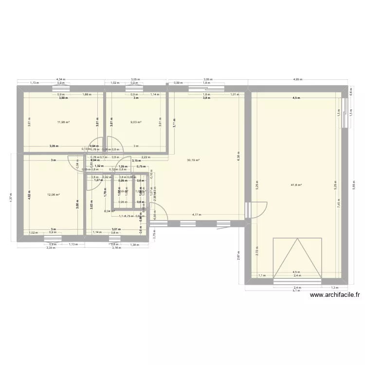 maison 90m carr&eacute; bis. Plan de 8  et 113 m²