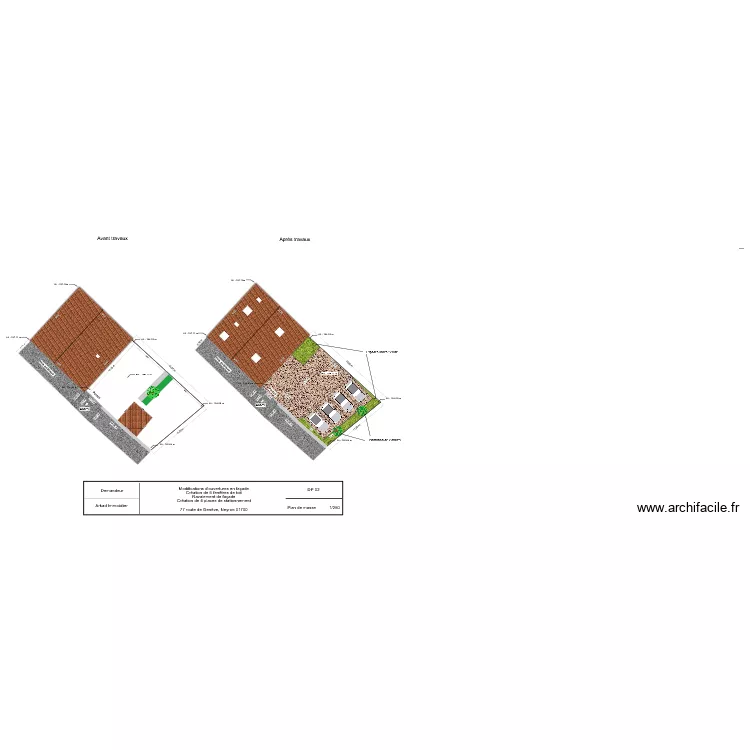 Plan de masse Neyron. Plan de 2  et 265 m²