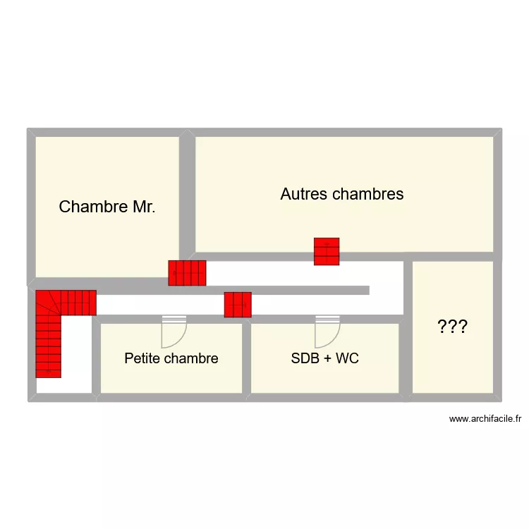 &eacute;tage. Plan de 5  et 89 m²