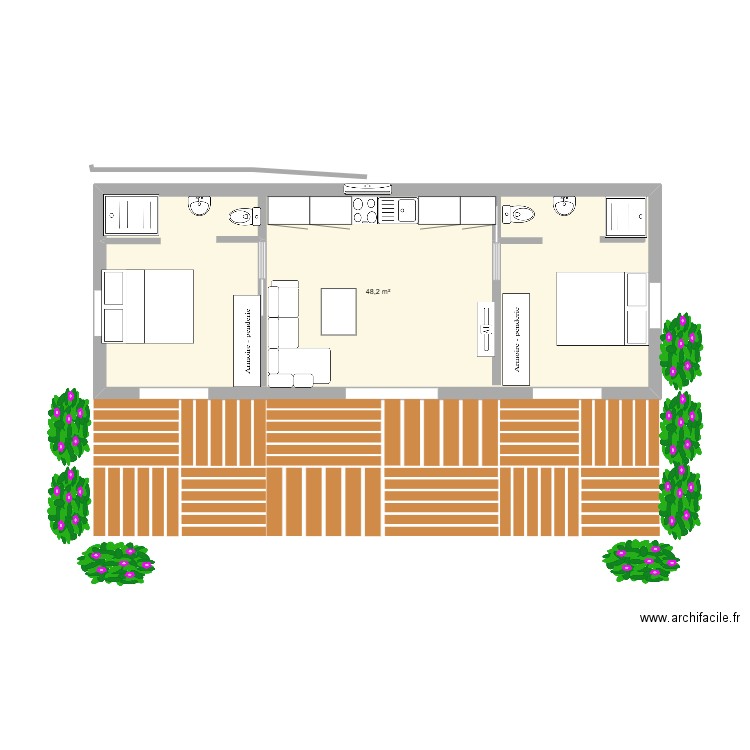 Cauro. Plan de 1 pièce et 48 m2