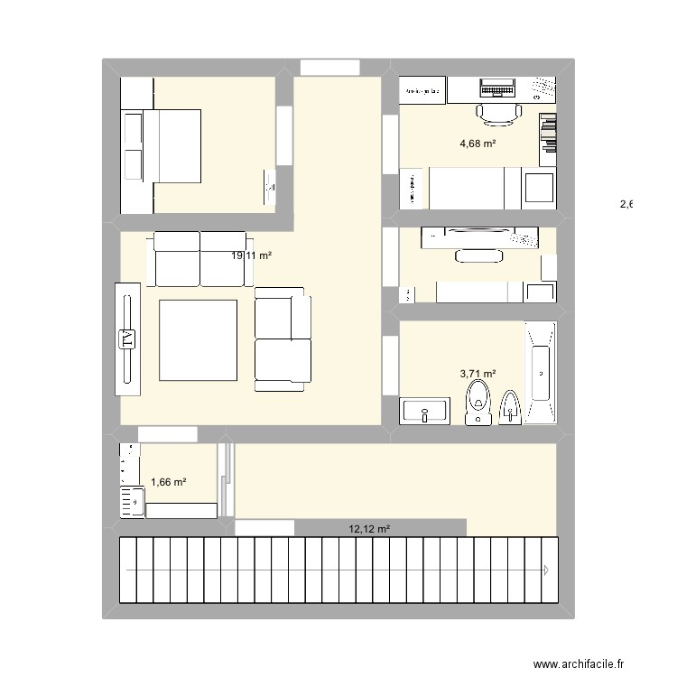 Ma maison. Plan de 6 pièces et 44 m2