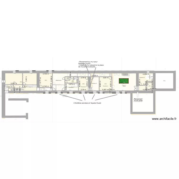 26_06_09 Plan RdC,1er &eacute;tage, 4 fen&ecirc;tres Ouest, WC 1Er &eacute;tage d&eacute;plac&eacute; sur salon + eau et &eacute;lec. Plan de 29  et 635 m²