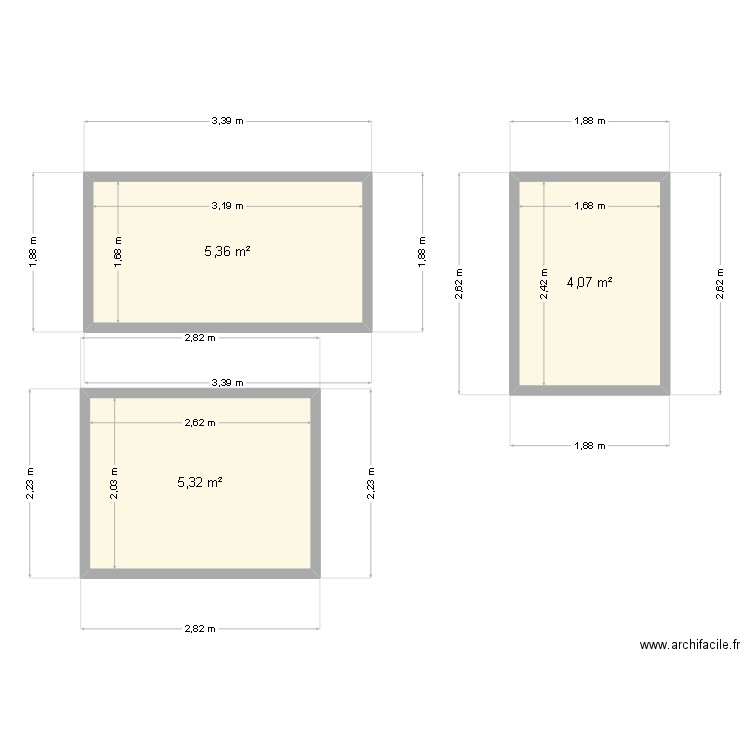 cabane jardin. Plan de 3 pièces et 15 m2