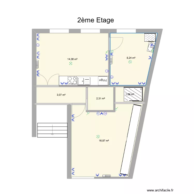 Bruno 2&egrave;me etage . Plan de 