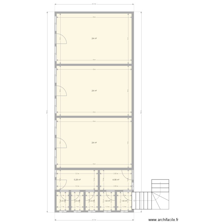 mma1. Plan de 10 pièces et 89 m2
