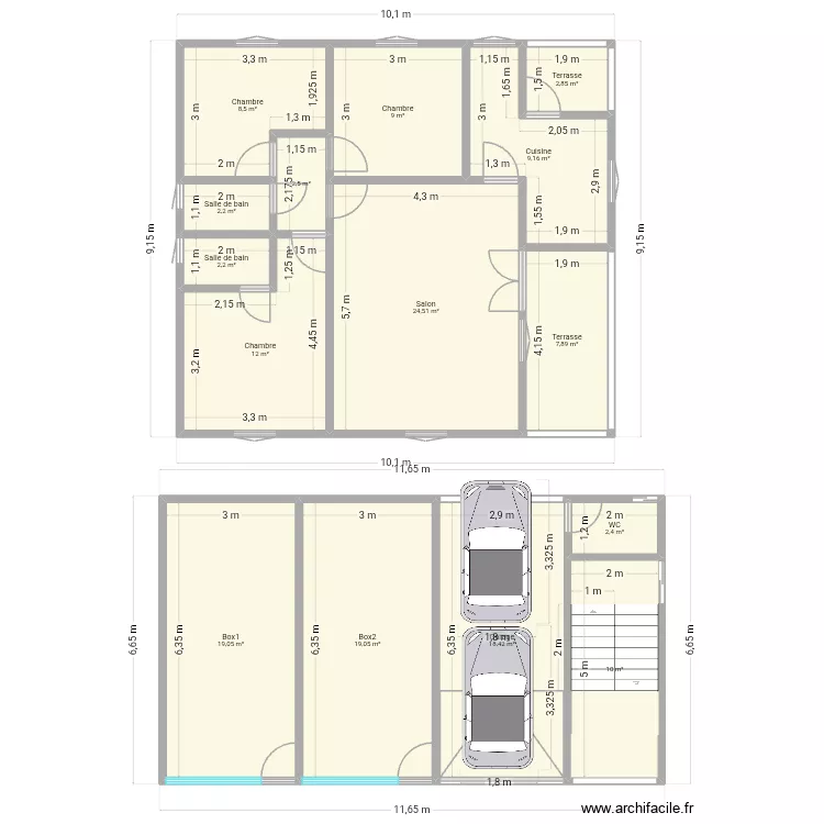 mma1. Plan de 15  et 150 m²