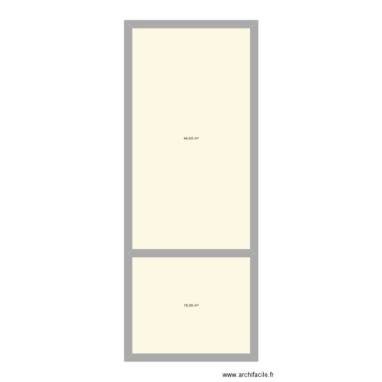 CENTRALE. Plan de 2 pièces et 64 m2