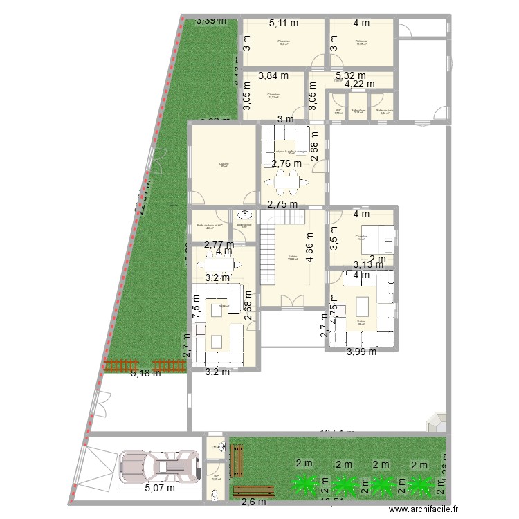 hassen1. Plan de 9 pièces et 145 m2