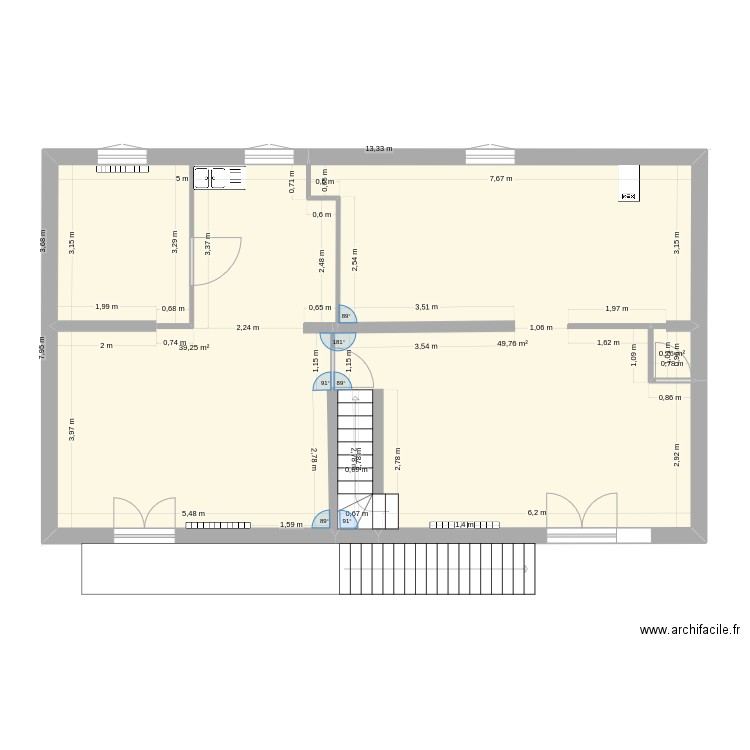 Etage CHAMBARD Charles avant modification. Plan de 13 pièces et 179 m2