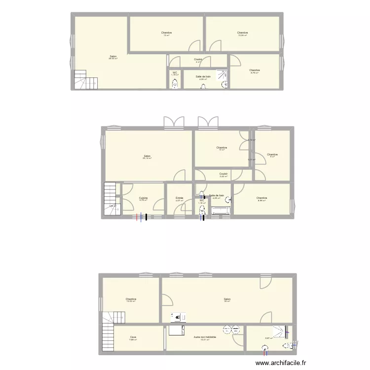 Marion. Plan de 24  et 210 m²