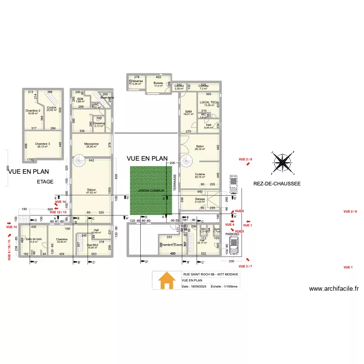 V.RADOUX - VUE EN PLAN - REZ- 1/100 - V2.10 - 20241013. Plan de V.RADOUX - VUE EN PLAN - REZ- 1/100 - V2.10 - 20241013. Plan de