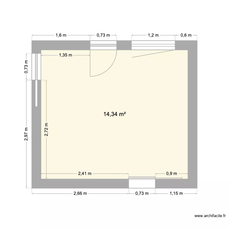 cuisine taussat. Plan de 1 Pièce et 14 m²
