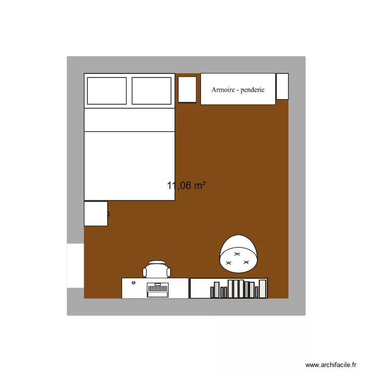 Chambre ADULTE 2. Plan de 1 et 11 m² Chambre ADULTE 2. Plan de 1 et 11 m²