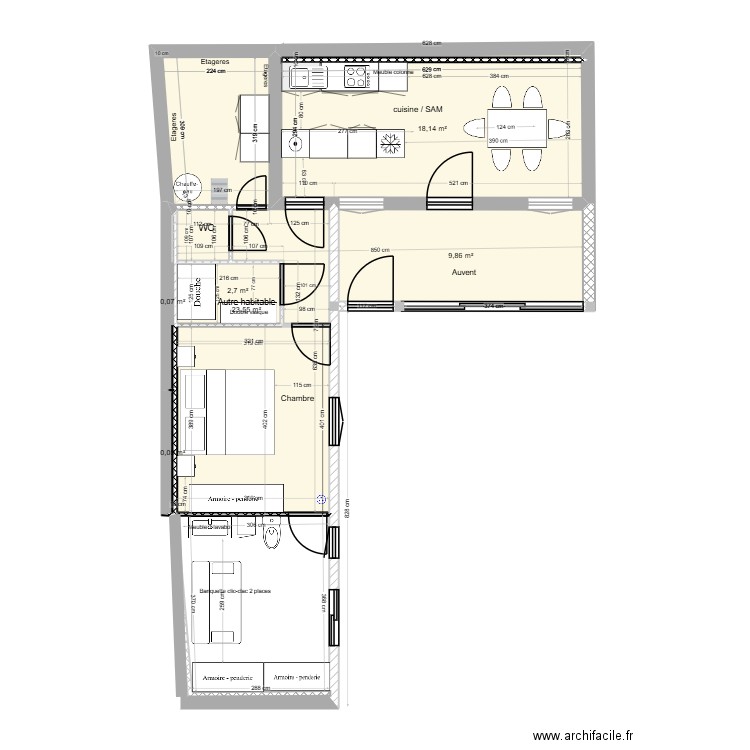 Maison La palasse. Plan de 6 pièces et 54 m2