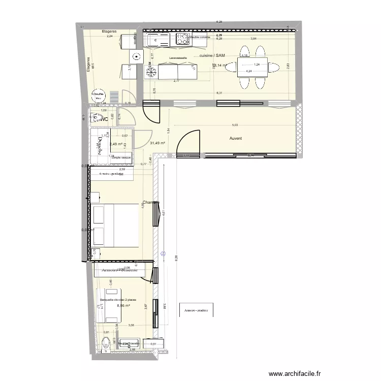 Maison La palasse. Plan de 6  et 61 m²