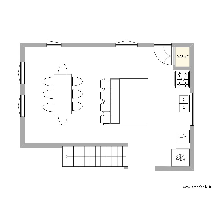 Cuisine 2025. Plan de 1 pièce et 1 m2