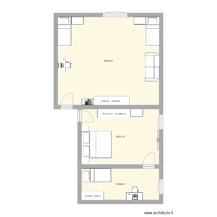 oral de. Plan de 3 pièces et 70 m2