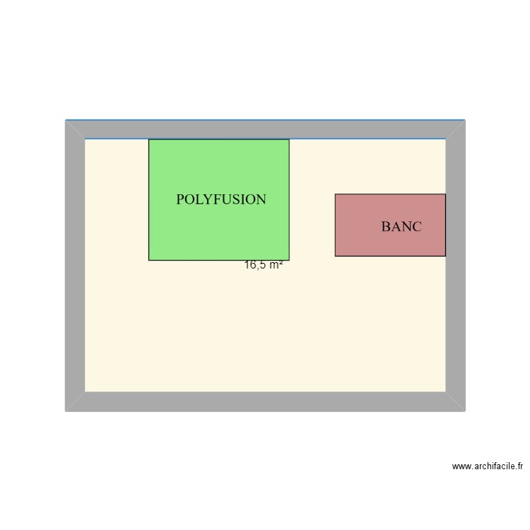Showroom. Plan de 1 pièce et 17 m2