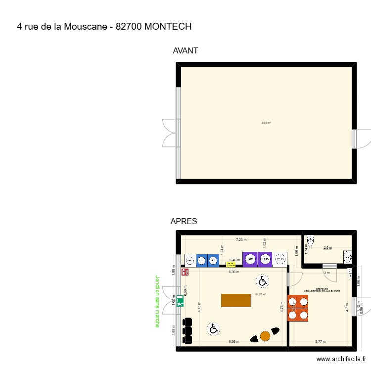 SAS LAVERIE DE MONTECH. Plan de 3 pièces et 135 m2
