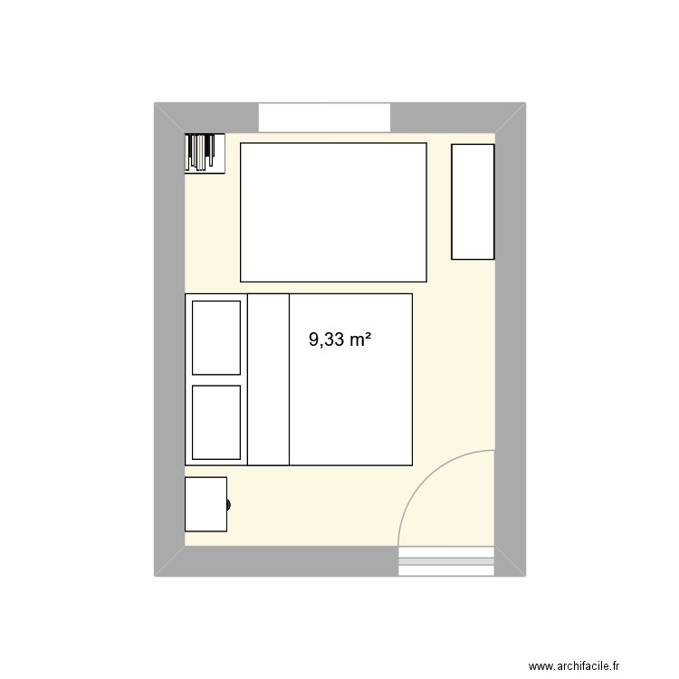 CHAMBRE AUBIGNY. Plan de 1 pièce et 9 m2