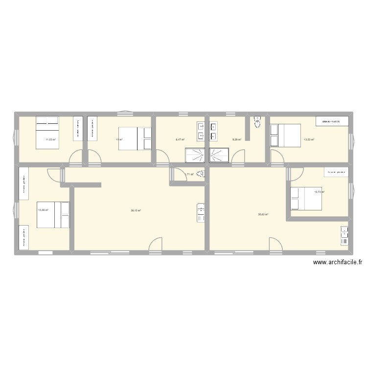 Rey 2-3. Plan de 10 pièces et 150 m2