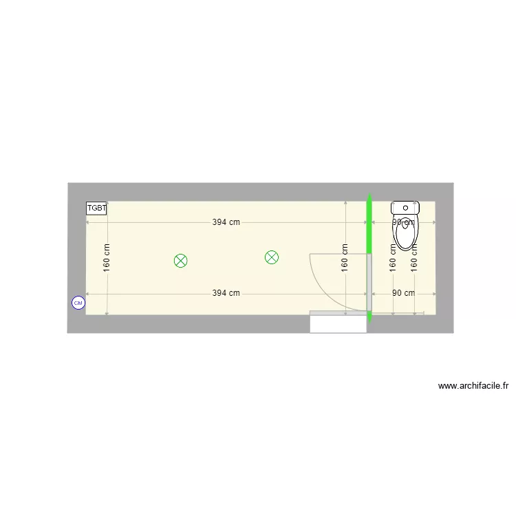 Buanderie WC rouet. Plan de 