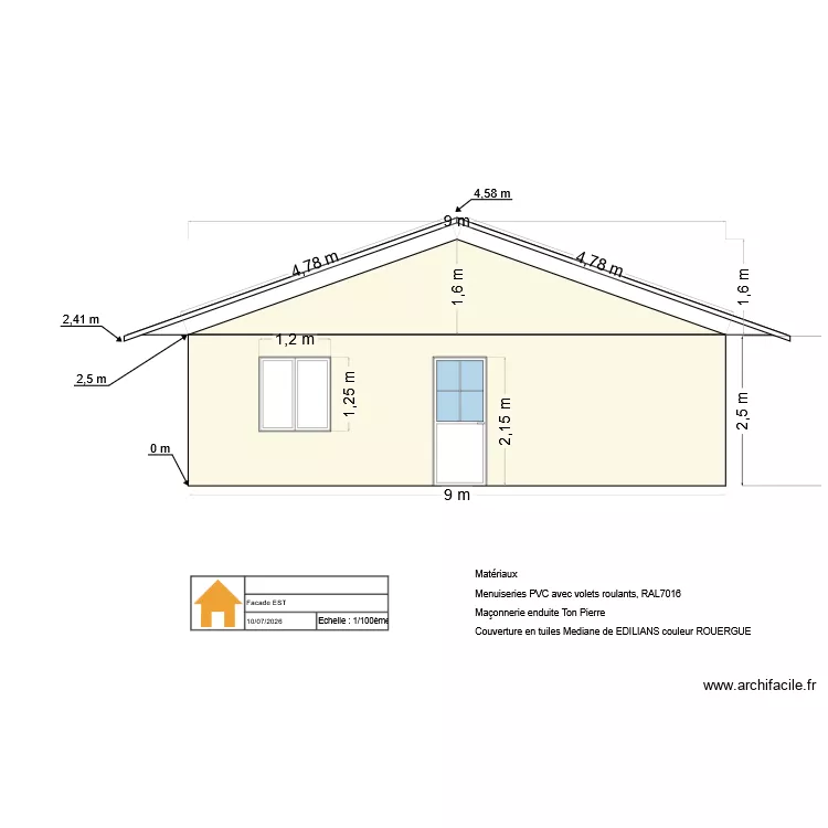 FACADE EST permis. Plan de FACADE EST permis. Plan de