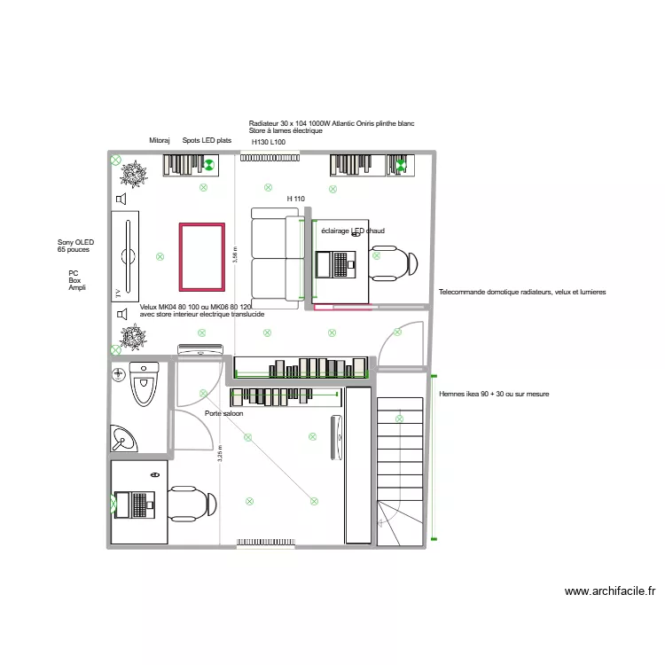 2 bureaux table existante dans le mien. Plan de 3  et 37 m²