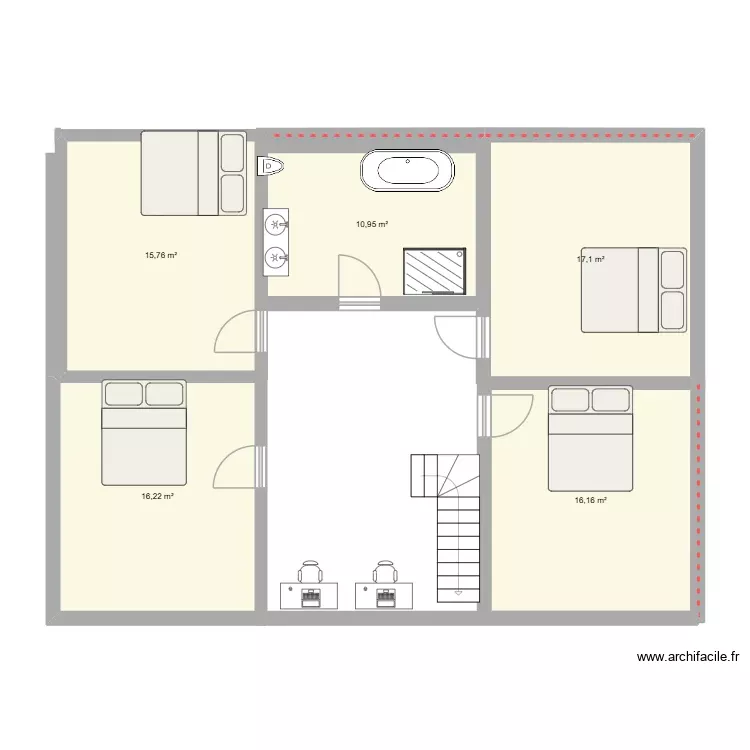 maison Tracy bocage étage. Plan de 5 Pièces et 76 m² maison Tracy bocage étage. Plan de 5 Pièces et 76 m²