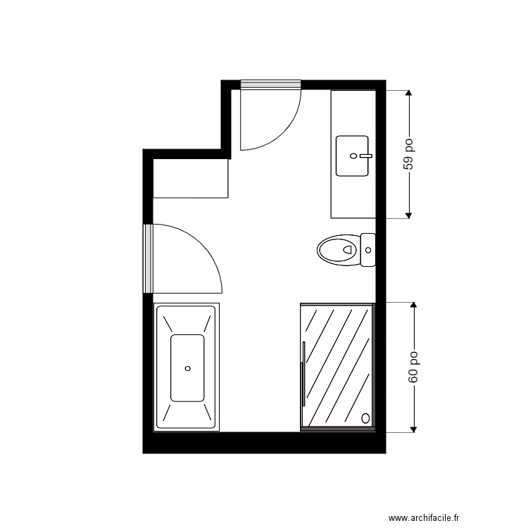 Laberge sdb . Plan de 1 pièce et 10 m2