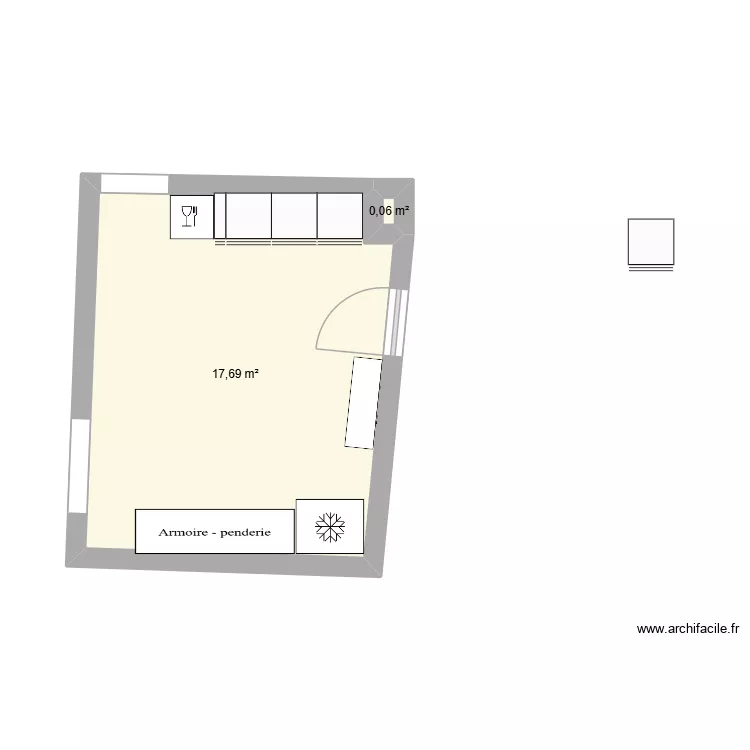 Cuisine raph. Plan de 2  et 18 m²