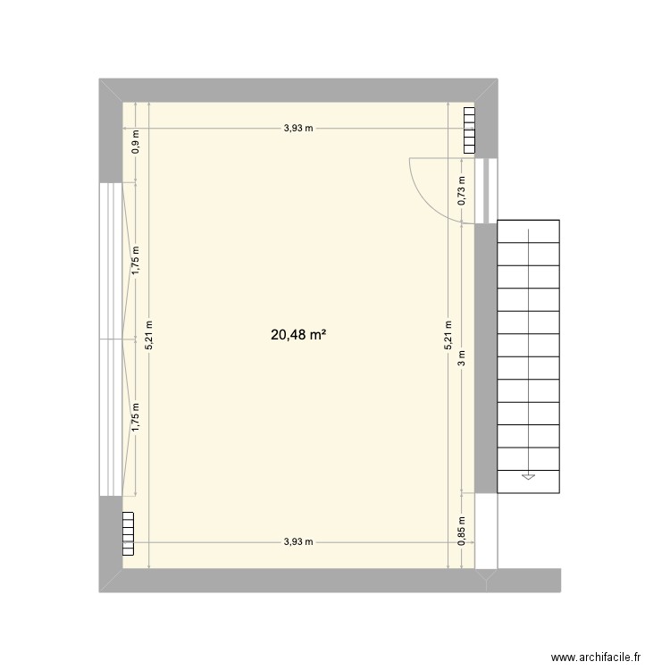 Salon salle à manger. Plan de 1 pièce et 20 m2