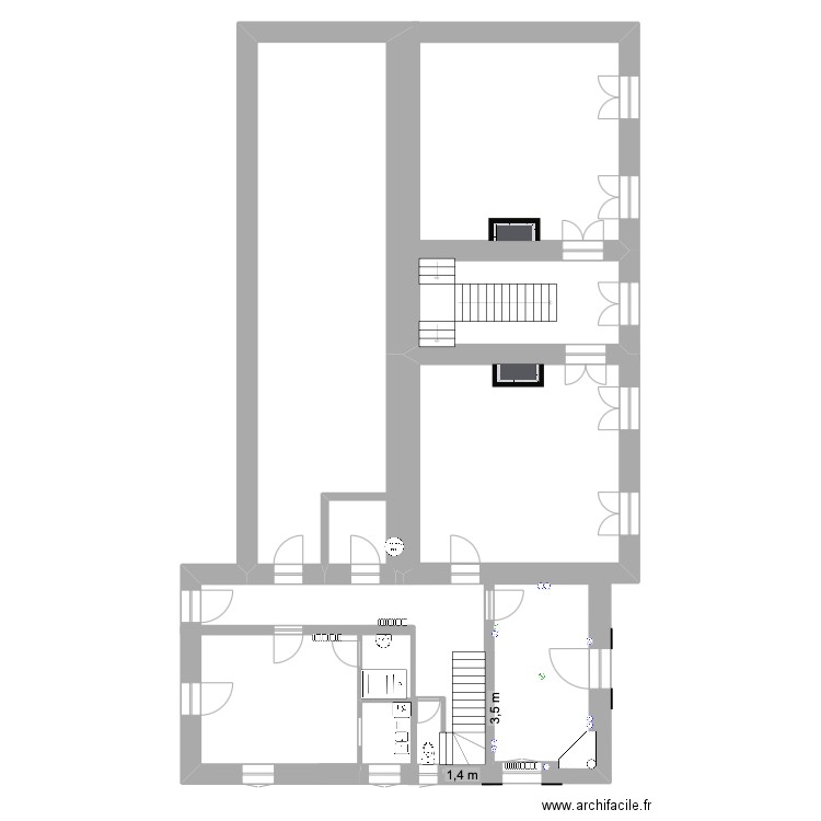 Bureau. Plan de 5 pièces et 31 m2