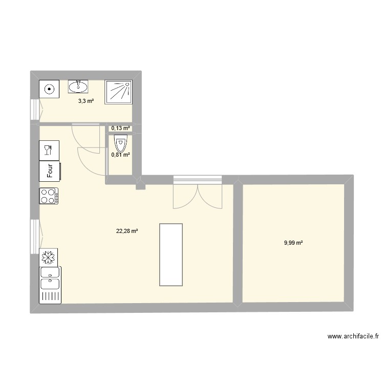 chatel maison 2 bis. Plan de 5 pièces et 37 m2