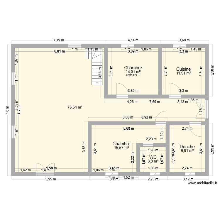 Kenguila 1. Plan de 6 pièces et 129 m2