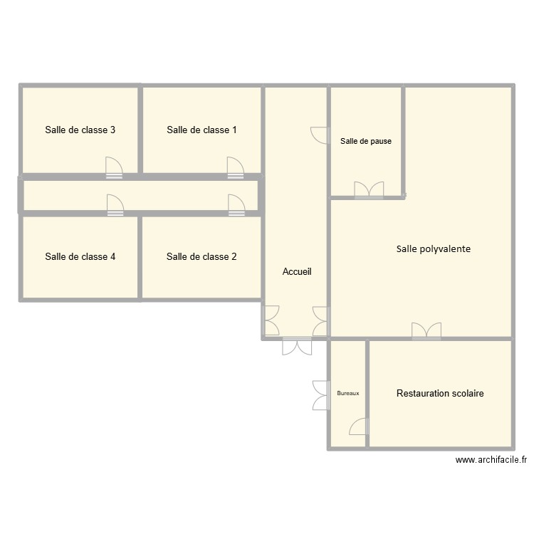 Ecole. Plan de 10 pièces et 296 m2