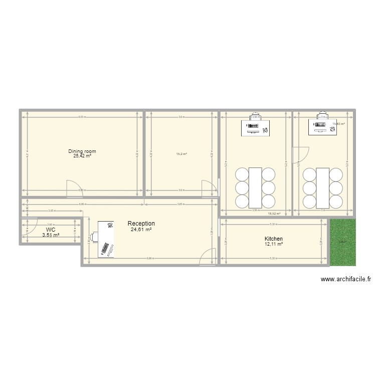 AFF Jon. Plan de 7 pièces et 115 m2