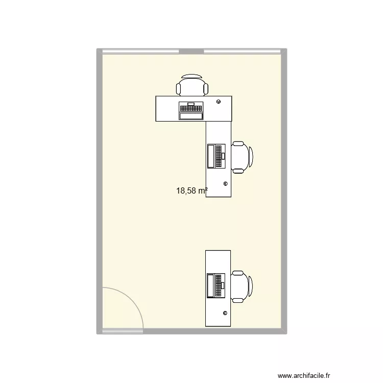 bureau 2. Plan de 1  et 19 m²
