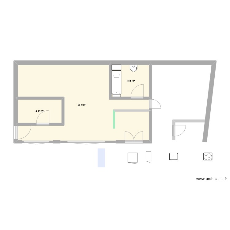 plan appartement cornubert. Plan de 3 pièces et 38 m2