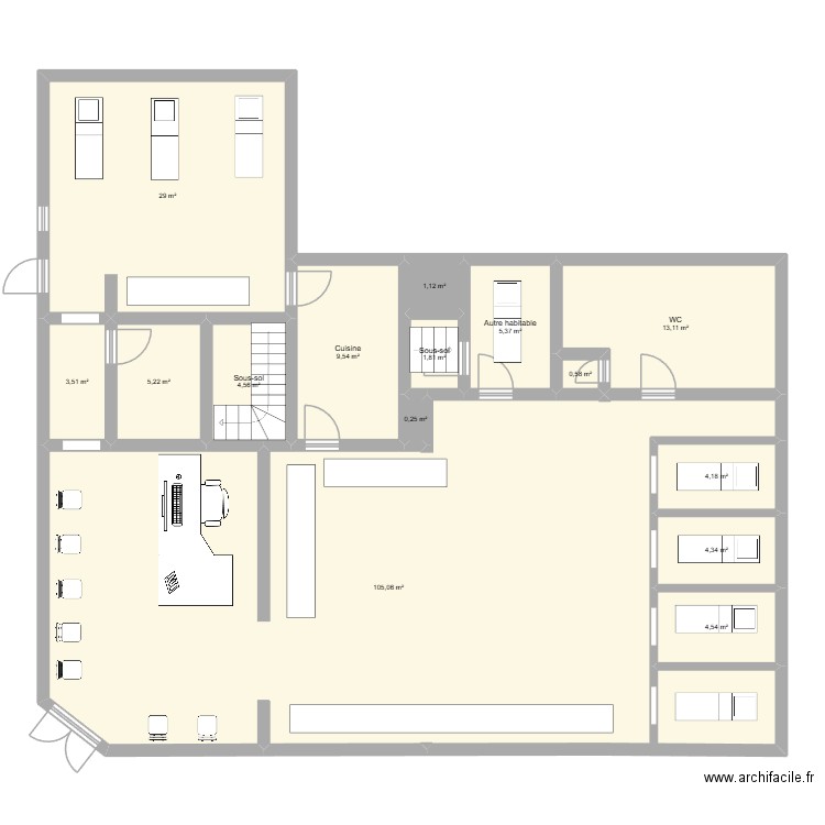 Argenteuil. Plan de 15 pièces et 192 m2