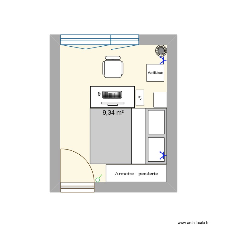 Chambre de base d&eacute;but 2026. Plan de 0 pièce et 0 m2