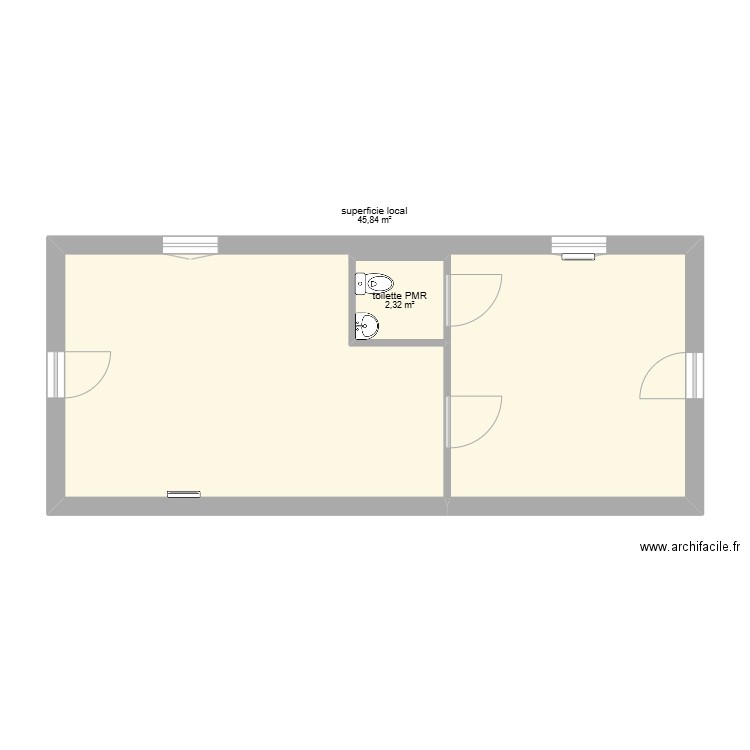local ZA des Clairsières. Plan de 2 pièces et 48 m2