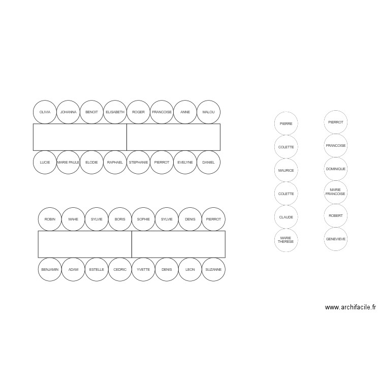 plan de table. Plan de 0 pièce et 0 m2
