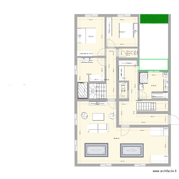 Extension rêve st Cyp étage bis. Plan de 9 pièces et 121 m2