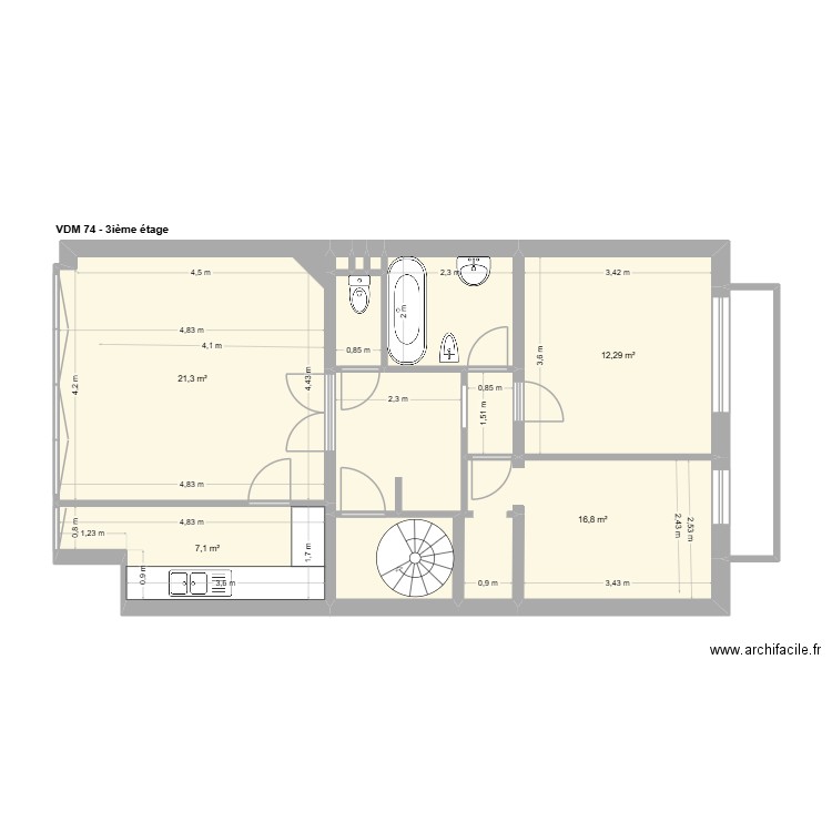 VDM 74. Plan de 45 pièces et 282 m2