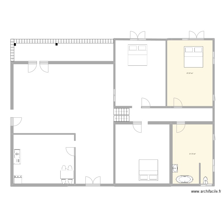 maison de MOM. Plan de 2 pièces et 49 m2